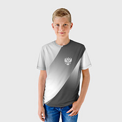 Футболка детская Герб России серый градиент, цвет: 3D-принт — фото 2