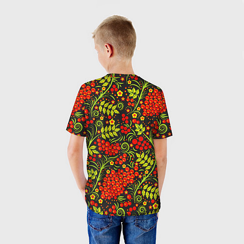 Детская футболка Красная рябина хохлома / 3D-принт – фото 4