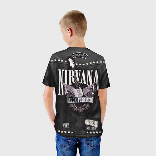 Детская футболка Косуха рокерская с нашивками Nirvana / 3D-принт – фото 4