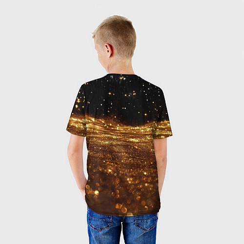 Детская футболка Золотистые крупицы на черном / 3D-принт – фото 4
