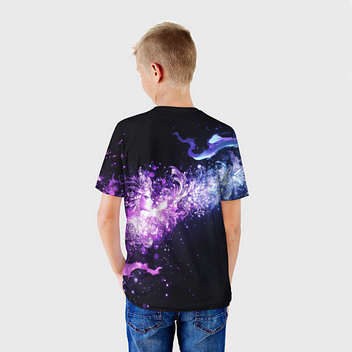 Детская футболка Фиолетово-синяя абстрактная волна / 3D-принт – фото 4