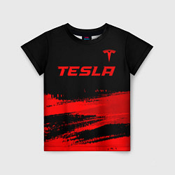 Футболка детская Tesla - red gradient посередине, цвет: 3D-принт