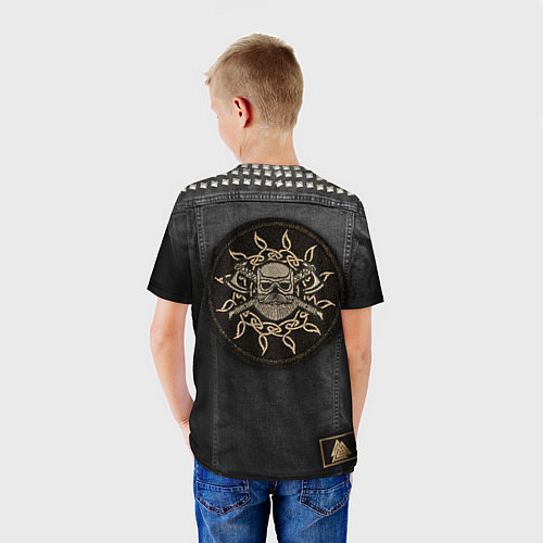 Детская футболка Джинсовка с славянским викингом и татуировками / 3D-принт – фото 4