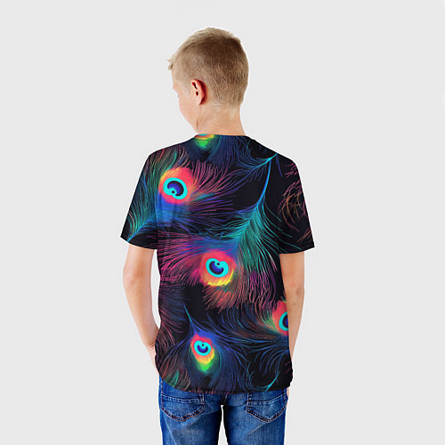 Детская футболка Павлиньи перья - разные оттенки / 3D-принт – фото 4