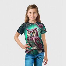 Футболка детская Волшебная сова в самоцветном лесу, цвет: 3D-принт — фото 2