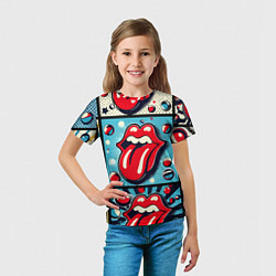 Футболка детская Rolling Stones logo - pop art, цвет: 3D-принт — фото 2