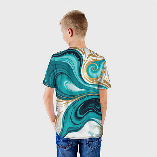 Детская футболка Бирюза и золото / 3D-принт – фото 4