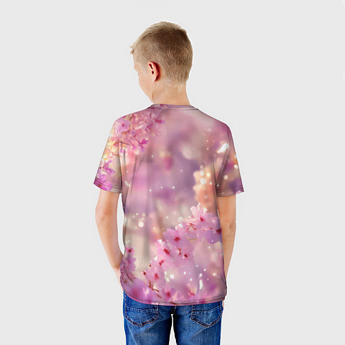 Детская футболка Белая сова и розовые цветы / 3D-принт – фото 4