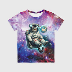 Детская футболка Brave cat in space - ai art