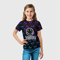 Футболка детская Nirvana x marshmello neon, цвет: 3D-принт — фото 2