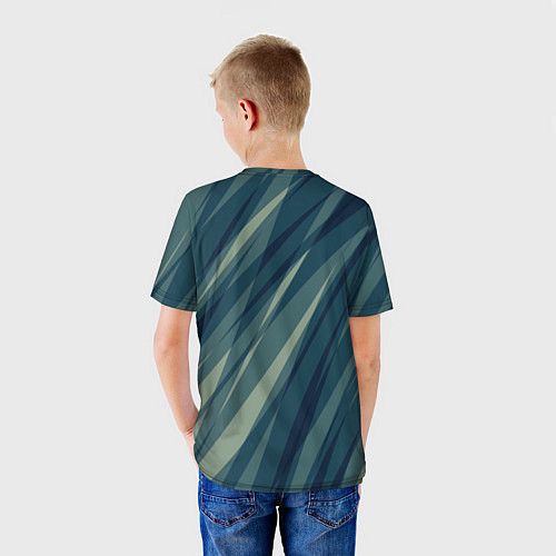 Детская футболка Зеленовато-синий полосы / 3D-принт – фото 4