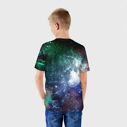 Детская футболка Котик бравый космонавт - неон / 3D-принт – фото 4