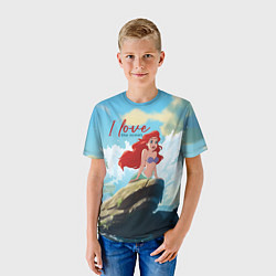Футболка детская Ariel I love the ocean - русалка - beautiful big p, цвет: 3D-принт — фото 2