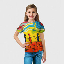 Футболка детская Дружба человечков, цвет: 3D-принт — фото 2