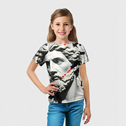Футболка детская Античный портрет зарисовки, цвет: 3D-принт — фото 2