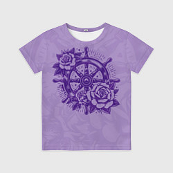 Футболка детская Штурвал в розах, цвет: 3D-принт