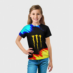 Футболка детская Monster energy огненные краски, цвет: 3D-принт — фото 2
