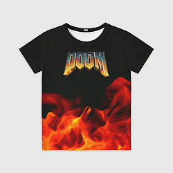 Детская футболка Doom огненная текстура