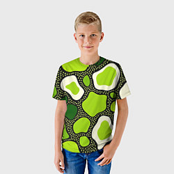 Футболка детская Зеленая абстракция с кругами, цвет: 3D-принт — фото 2
