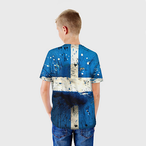 Детская футболка Футбольный мяч на синем / 3D-принт – фото 4