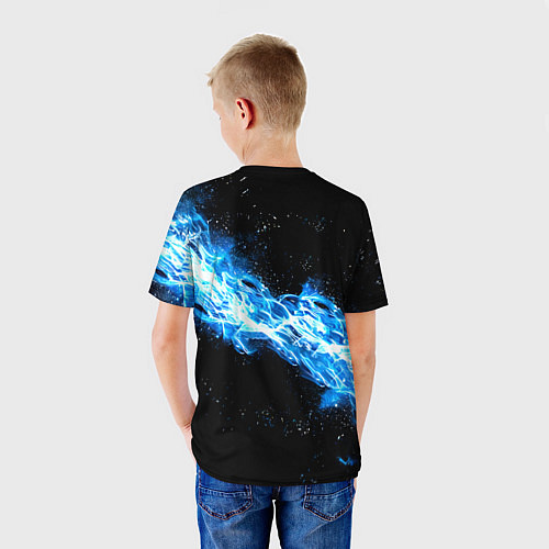 Детская футболка Футбольный мяч в синем пламени / 3D-принт – фото 4