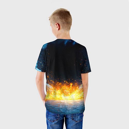 Детская футболка Айкидоист в огне и синий дым / 3D-принт – фото 4