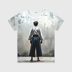 Детская футболка Боец айкидо на сером