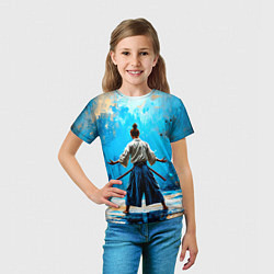 Футболка детская Боец айкидо на синем, цвет: 3D-принт — фото 2