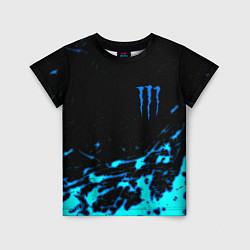 Футболка детская Monster energy голубые краски, цвет: 3D-принт