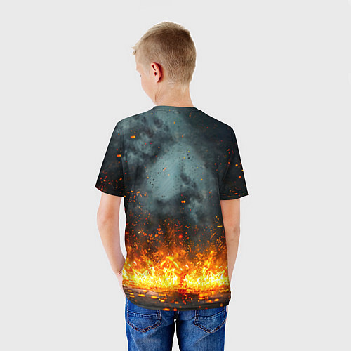 Детская футболка Кунг-фу боец в огне / 3D-принт – фото 4