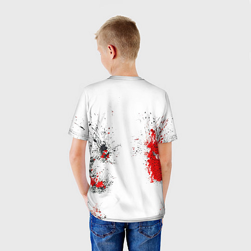 Детская футболка Тайский боксер на белом / 3D-принт – фото 4