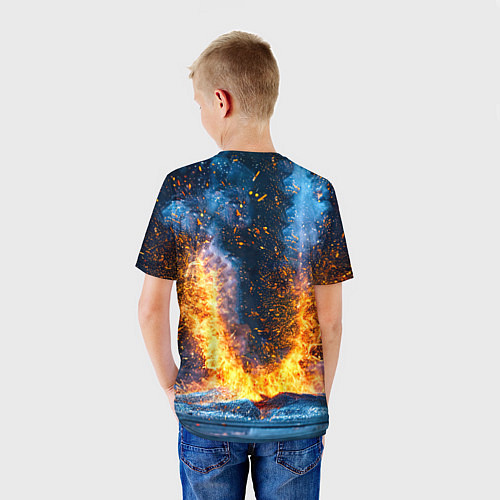 Детская футболка Синяя боксерская груша в огне / 3D-принт – фото 4