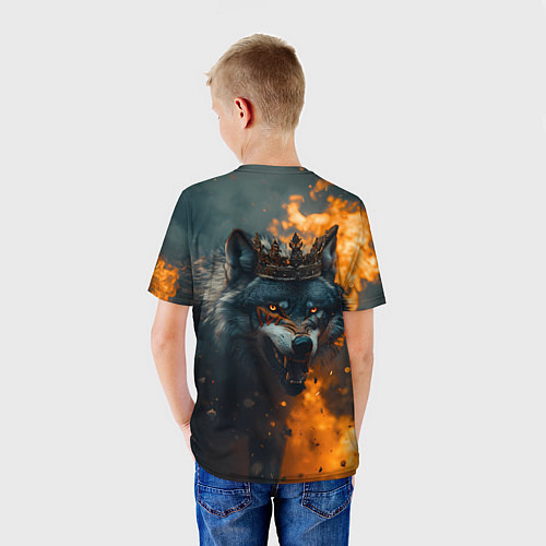 Детская футболка Злой волк в огне / 3D-принт – фото 4