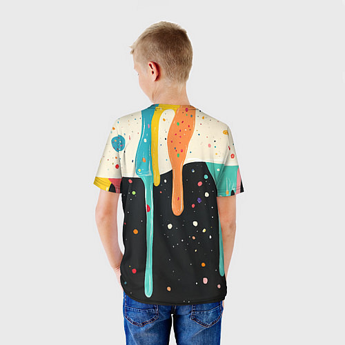 Детская футболка Разноцветные капли текстура / 3D-принт – фото 4