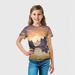 Футболка детская Рассвет над горным озером, цвет: 3D-принт — фото 2