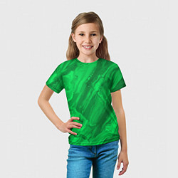 Футболка детская Зелёный малахитовый абстракция камень, цвет: 3D-принт — фото 2