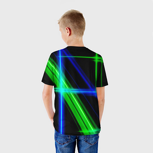 Детская футболка Color blue black green / 3D-принт – фото 4