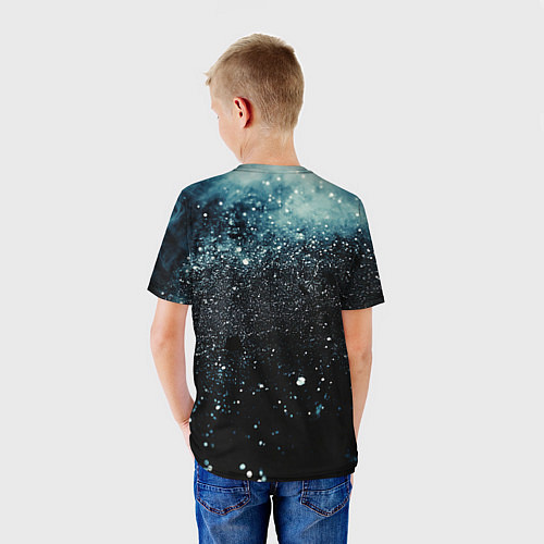 Детская футболка Черно-синий текстурный фон / 3D-принт – фото 4