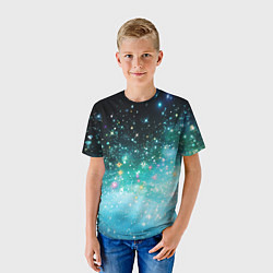 Футболка детская Бирюзовые блестки фон, цвет: 3D-принт — фото 2