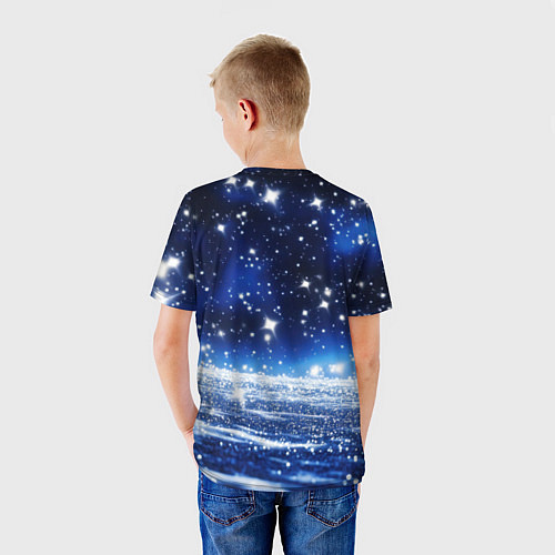 Детская футболка Космический синий абстрактный фон - текстура / 3D-принт – фото 4
