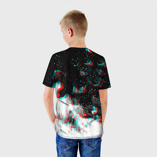 Детская футболка Monster energy огонь глитч / 3D-принт – фото 4