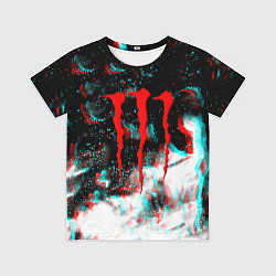 Детская футболка Monster energy огонь глитч