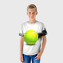 Футболка детская Теннисный мяч и черный дым, цвет: 3D-принт — фото 2