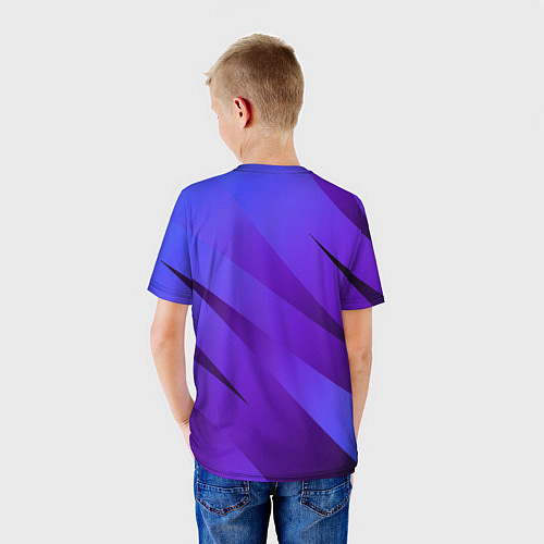 Детская футболка Сине-фиолетовый абстрактные линии / 3D-принт – фото 4
