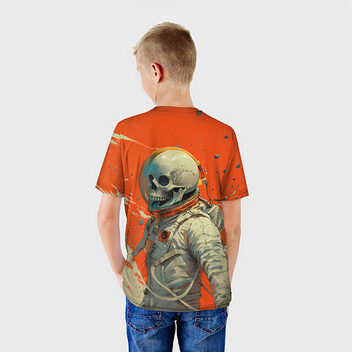 Детская футболка Скелет космонавт и краска на фоне / 3D-принт – фото 4