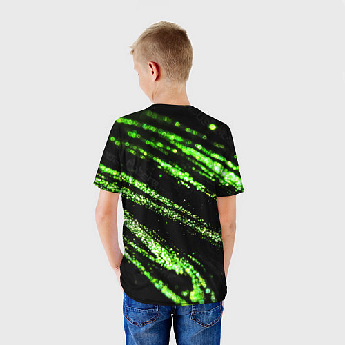 Детская футболка Зеленые блестки на черном / 3D-принт – фото 4