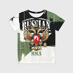 Детская футболка Русский ММА на фоне герба России