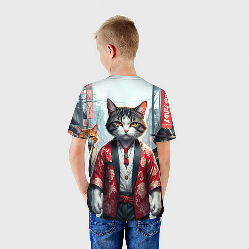 Детская футболка Котики якудза / 3D-принт – фото 4