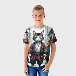 Футболка детская Коты якудза, цвет: 3D-принт — фото 2
