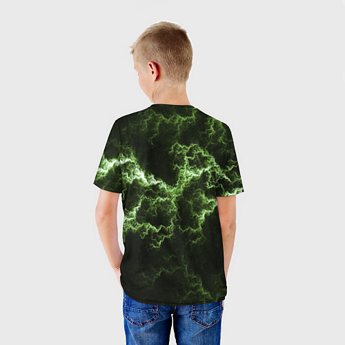 Детская футболка Lightning green glow / 3D-принт – фото 4